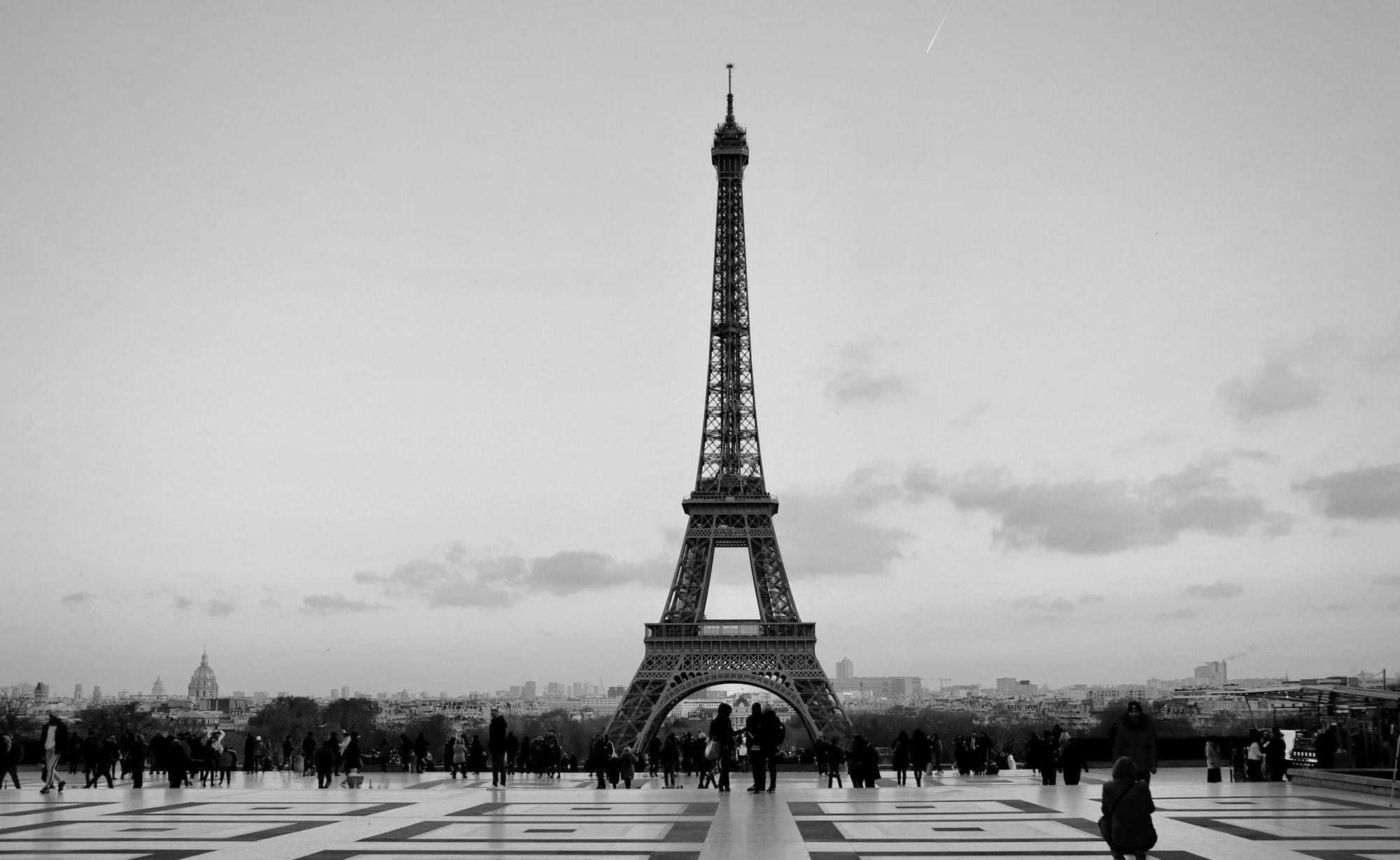 eiffel tower in paris during sunset